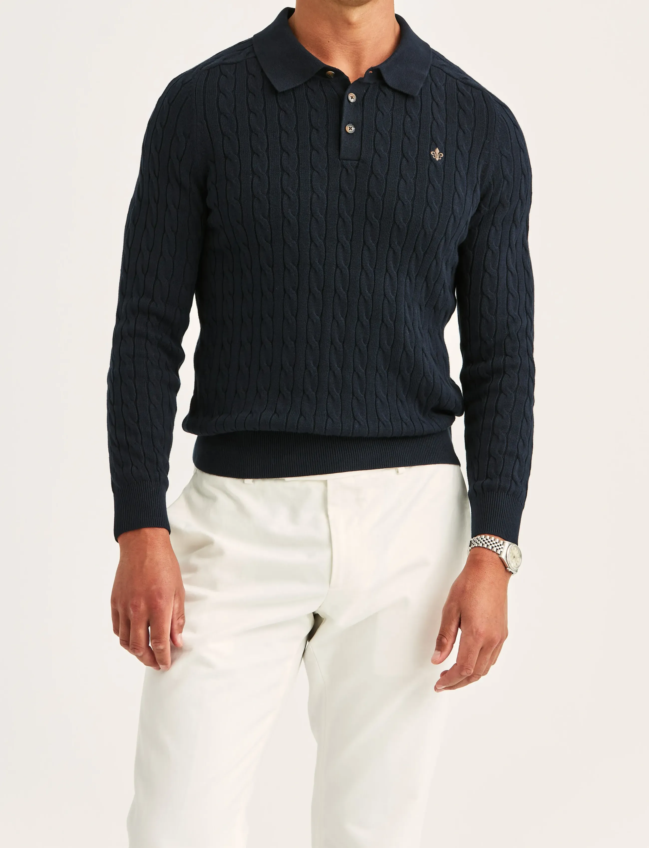 Morris Lancaster Cable Polo - Verslaðu eftir tilefni - OLD BLUE / navy
