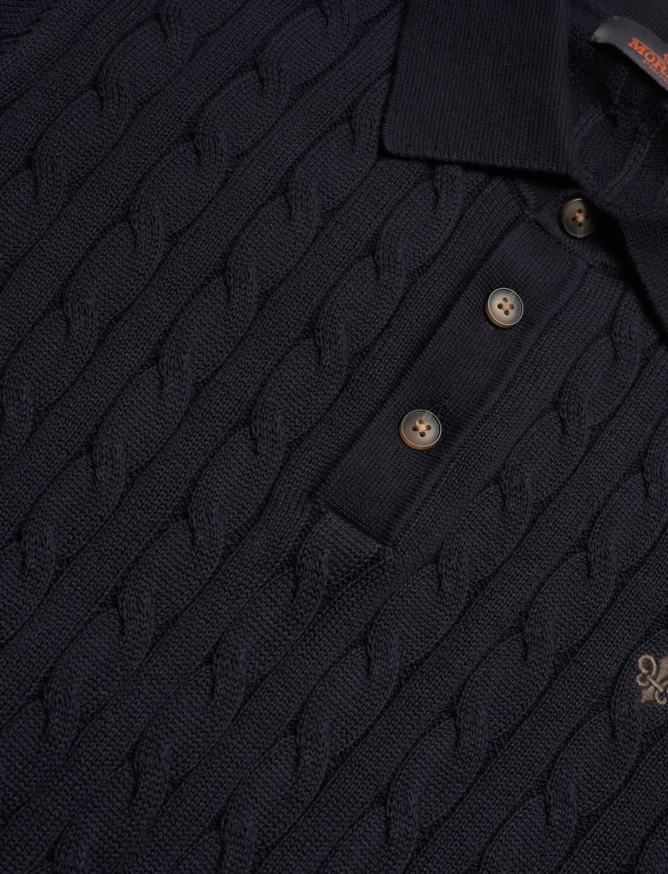 Morris - Lancaster Cable Polo - prjónaðir, síðerma pólóbolir - old blue - 5