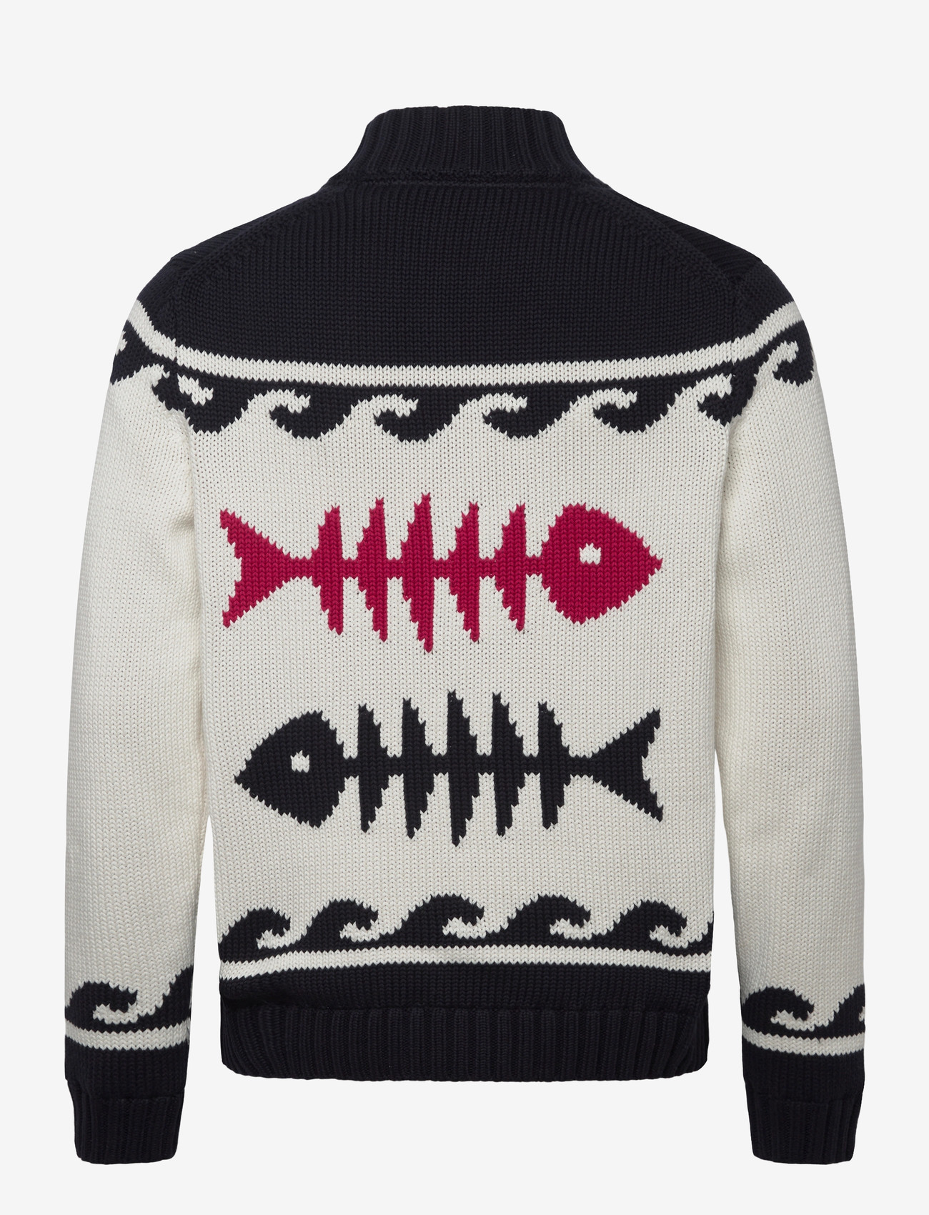 Morris - Fishbone Knitted Zip Jacket - full zip tröjor - off white - 2