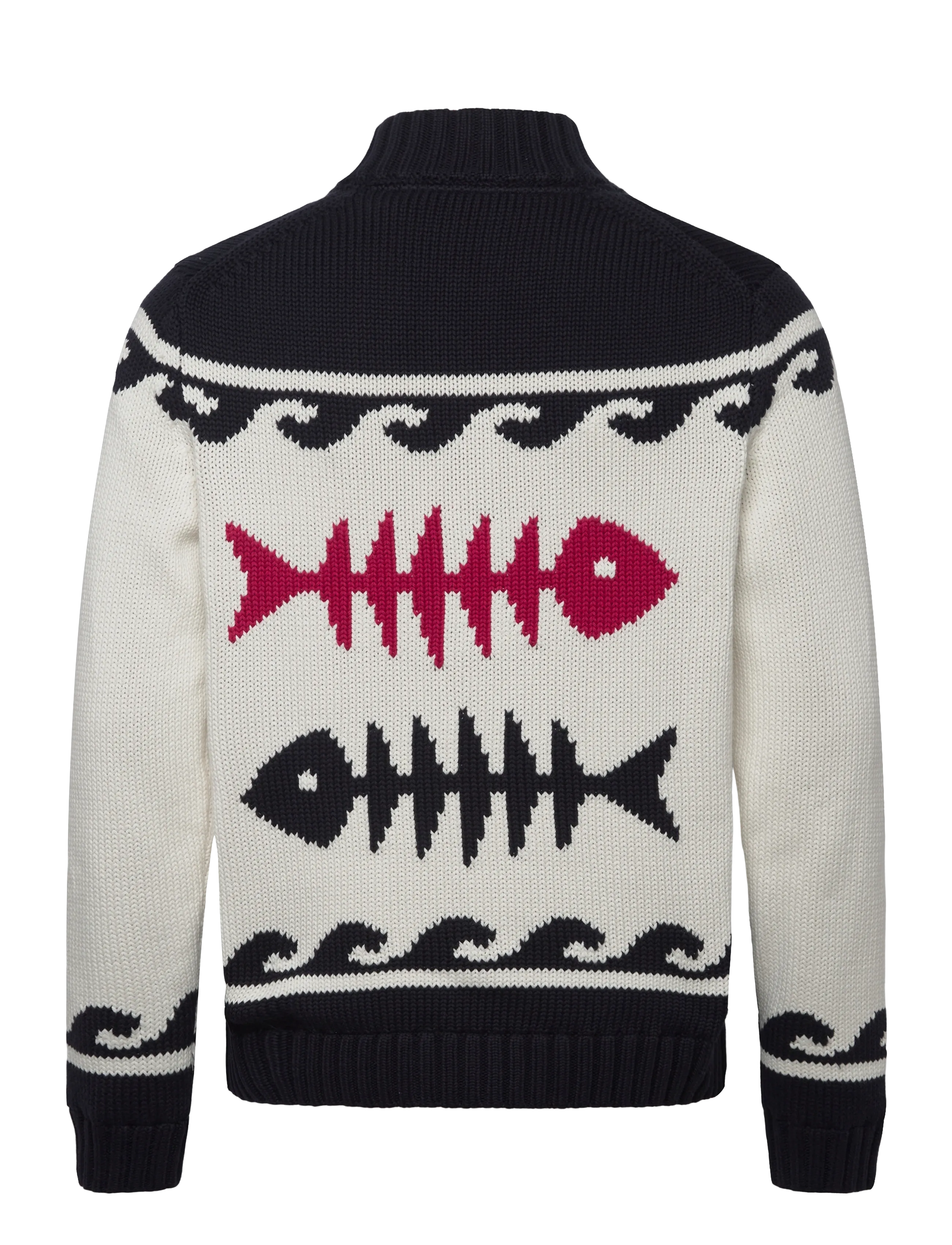 Morris - Fishbone Knitted Zip Jacket - full zip jumpers - off white - 2