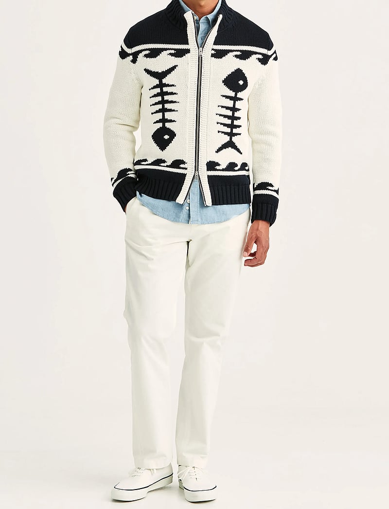 Morris - Fishbone Knitted Zip Jacket - full zip tröjor - off white - 3