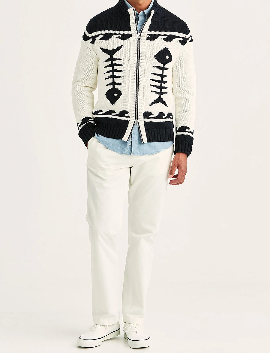 Morris - Fishbone Knitted Zip Jacket - pullover mit durchgehendem reißverschluss - off white - 3