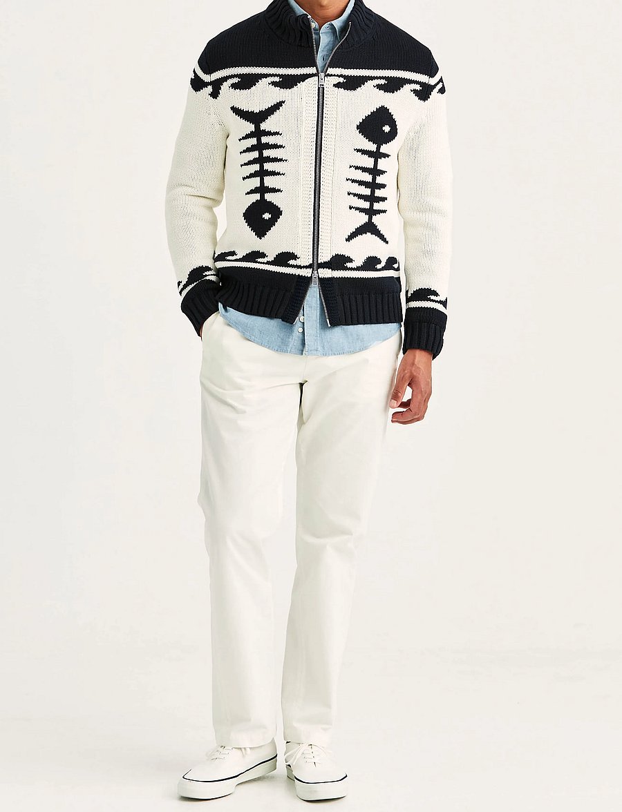Morris - Fishbone Knitted Zip Jacket - swetry rozpinane na zamek - off white - 3