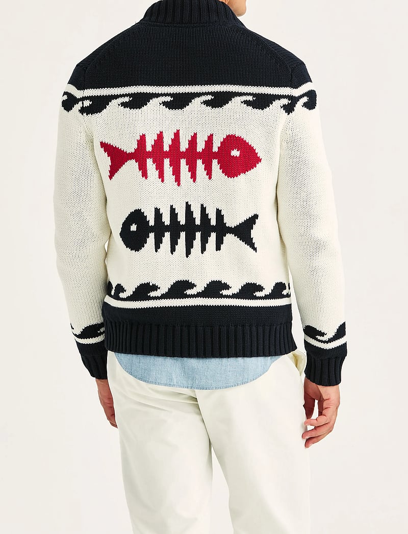 Morris - Fishbone Knitted Zip Jacket - full zip tröjor - off white - 4