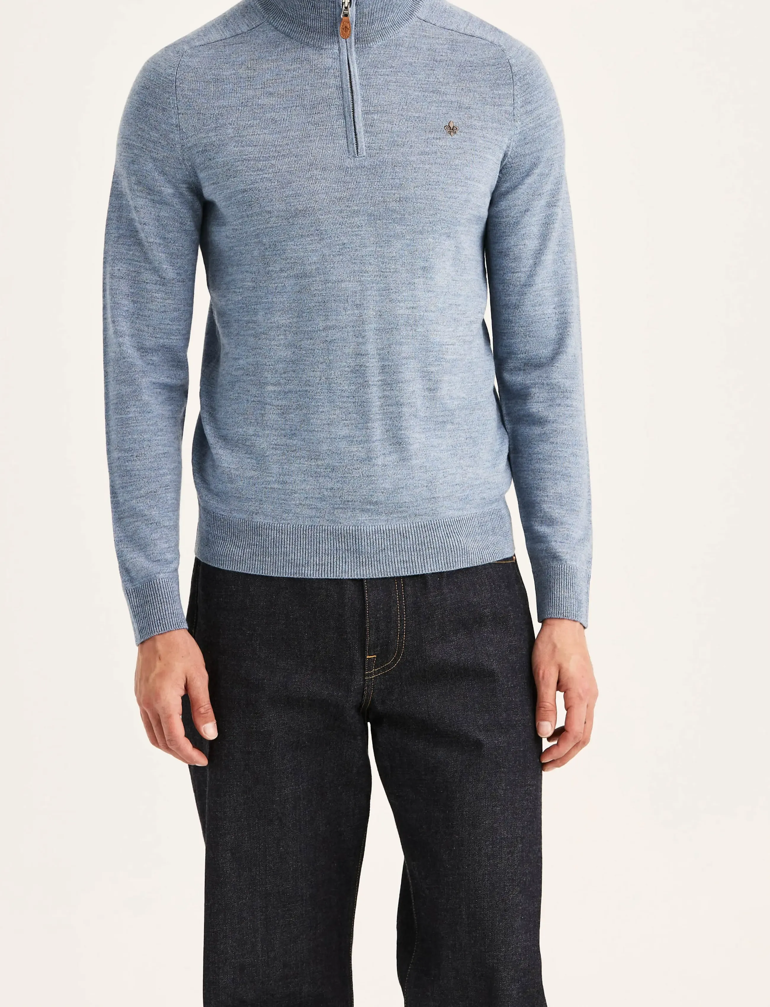 Morris - Merino John Zip - pullover mit halbem reißverschluss - blue - 0