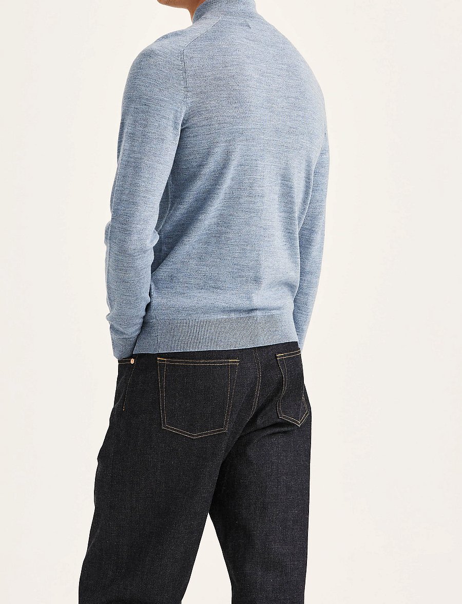 Morris - Merino John Zip - pullover mit halbem reißverschluss - blue - 4