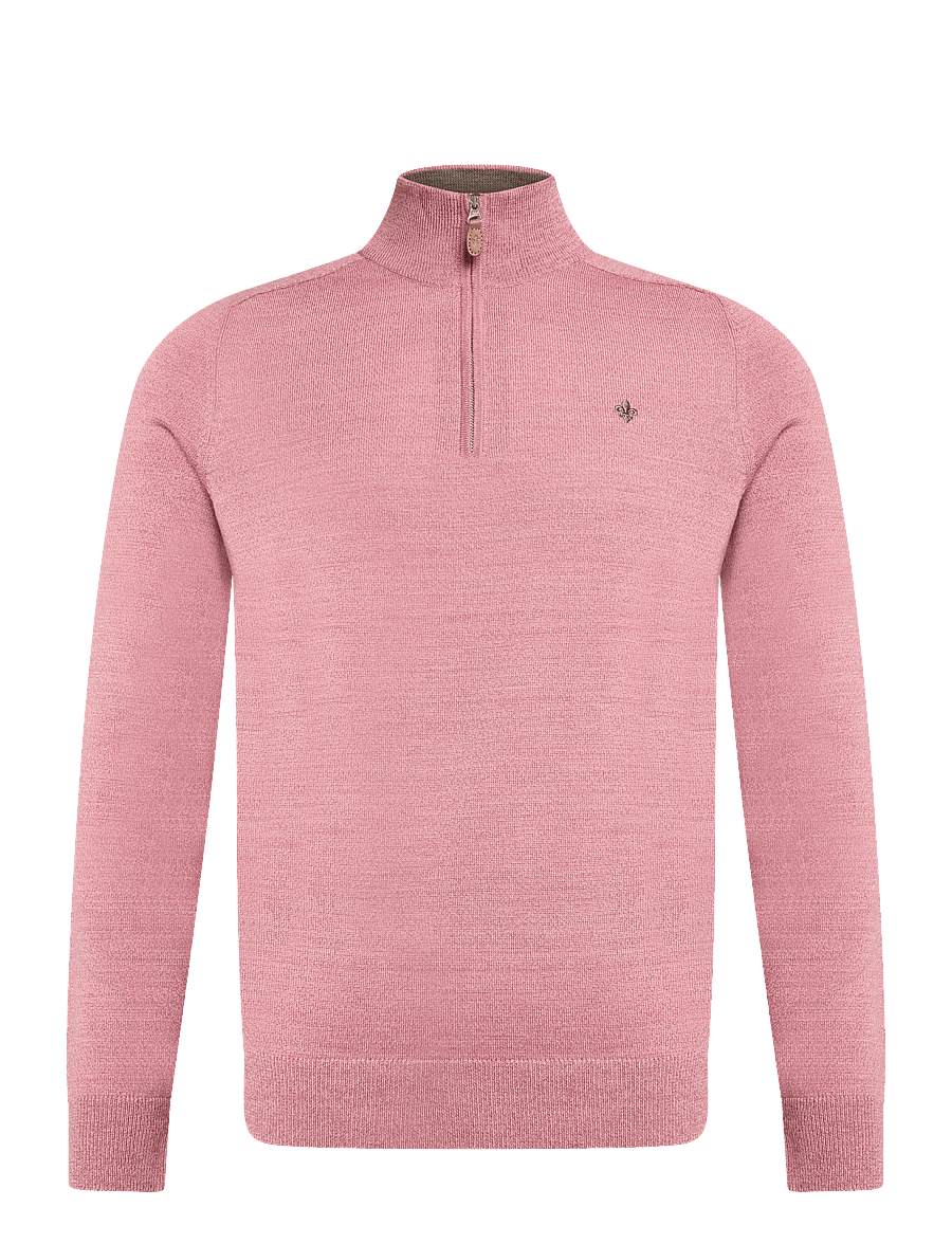 Morris - Merino John Zip - pullover mit halbem reißverschluss - cerise - 1