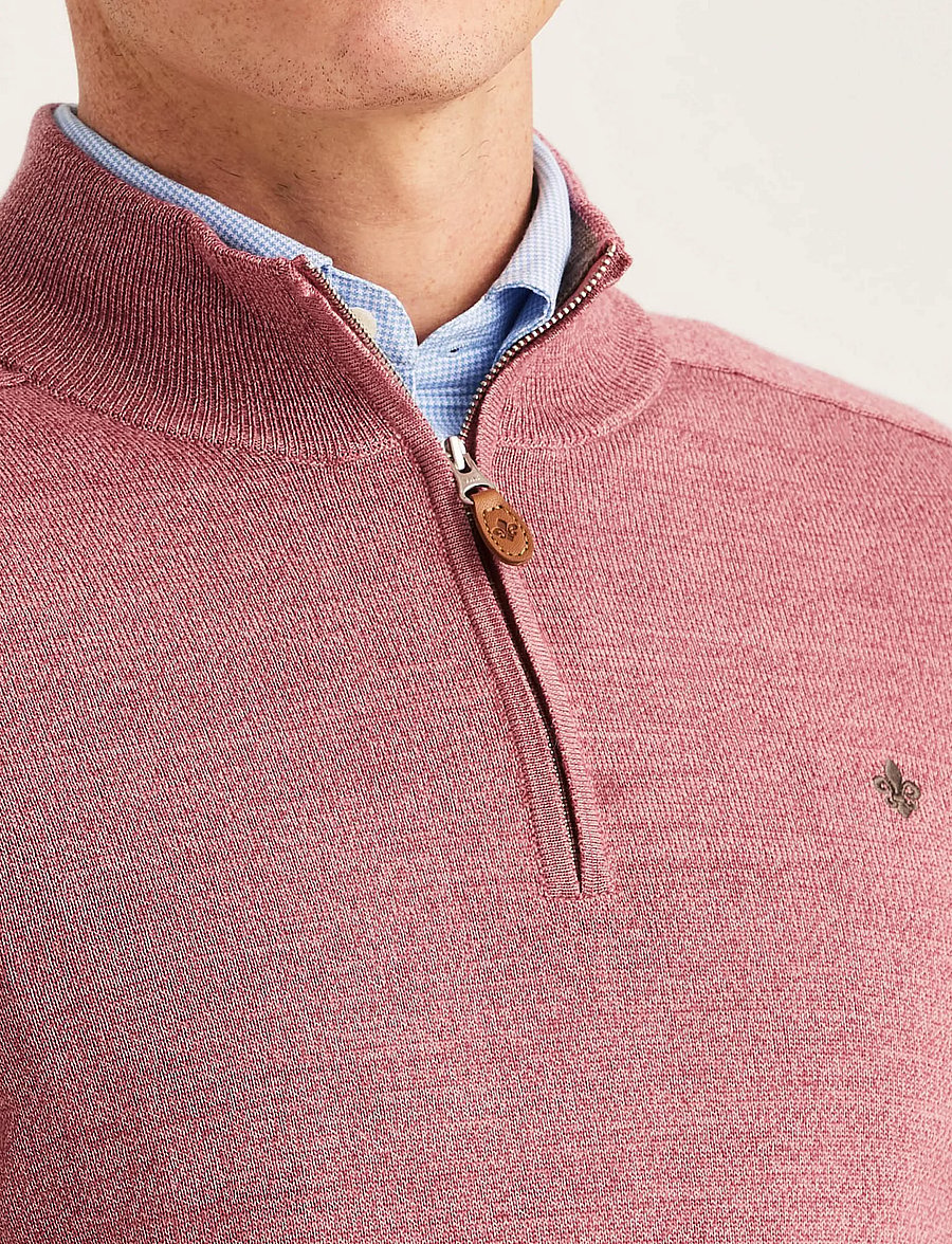 Morris - Merino John Zip - pullover mit halbem reißverschluss - cerise - 4