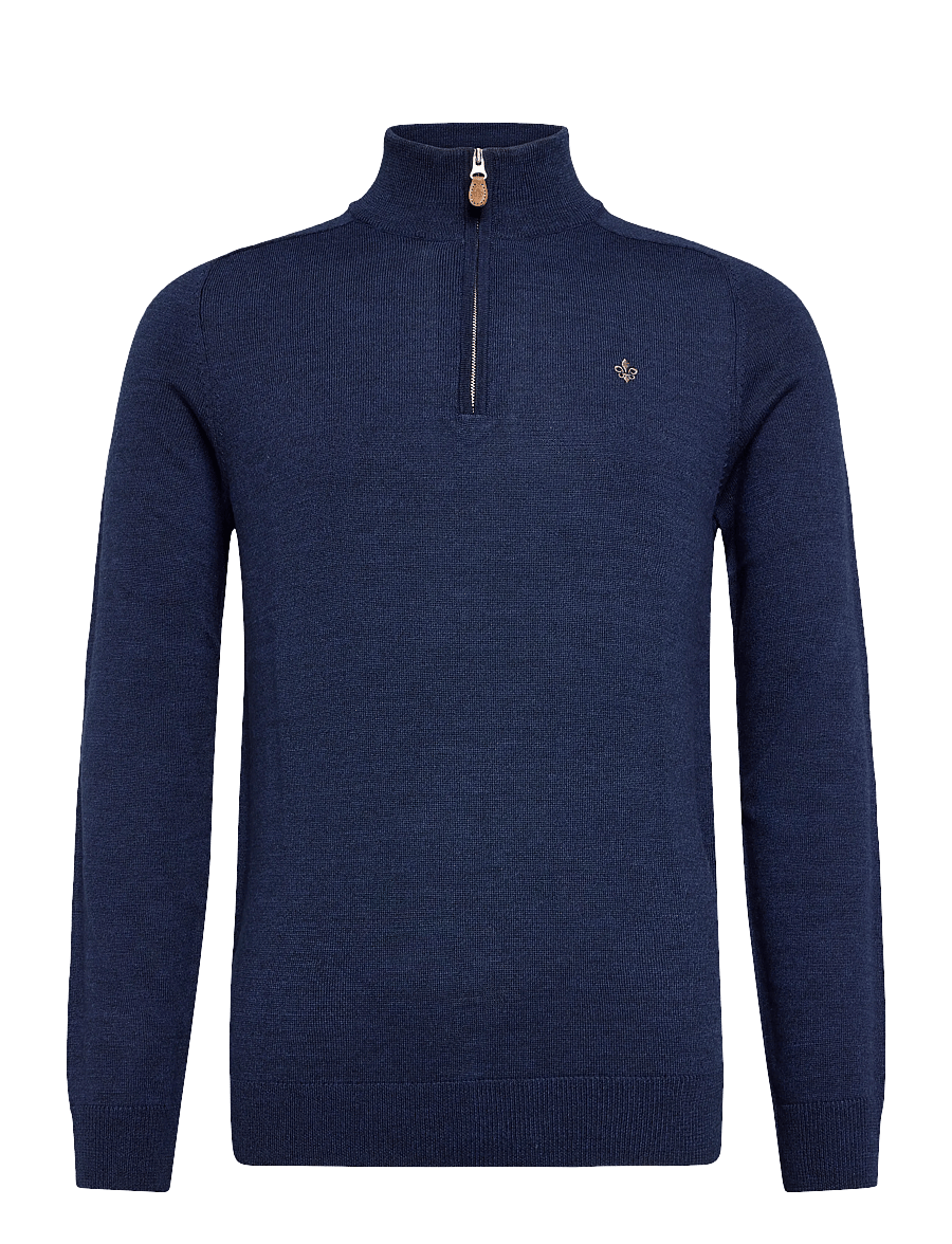 Morris - Merino John Zip - half zip jumpers - dark blue - 1