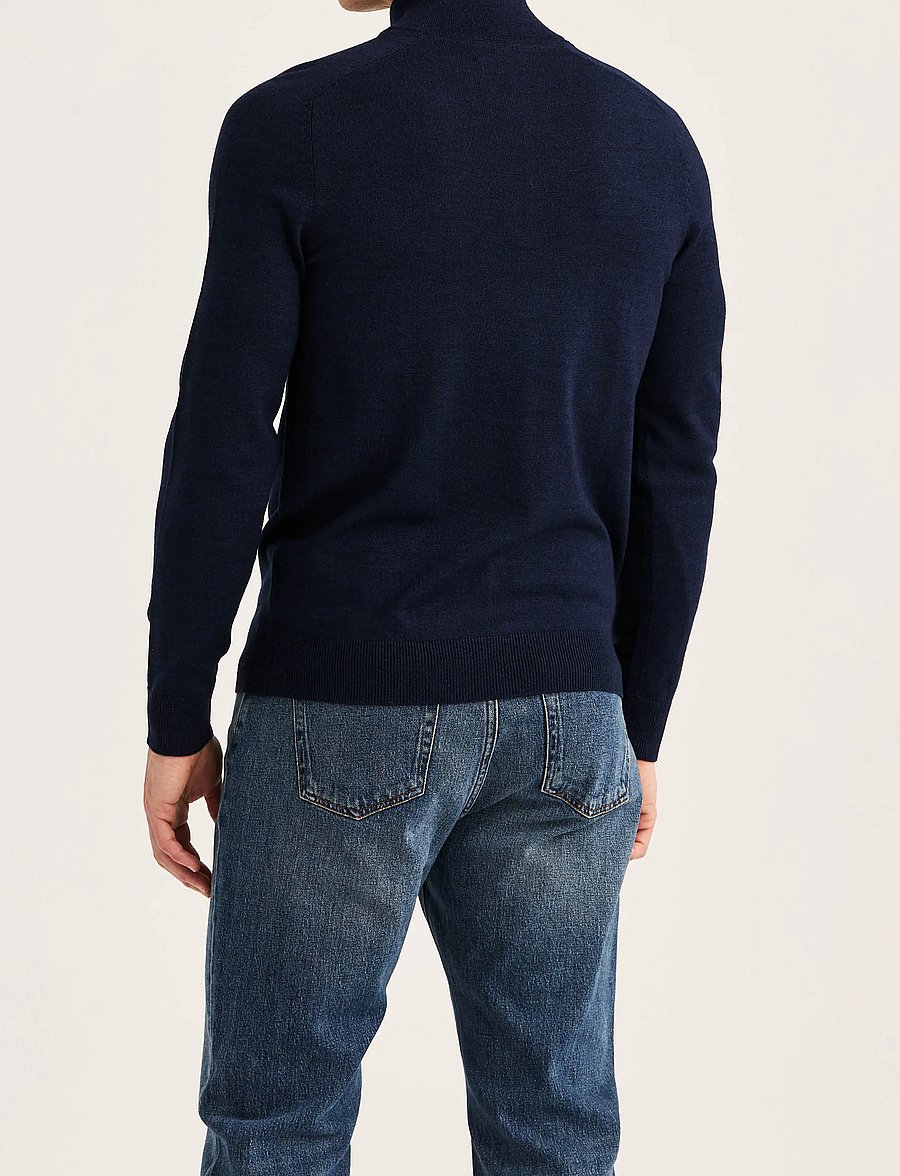 Morris - Merino John Zip - half zip jumpers - dark blue - 3