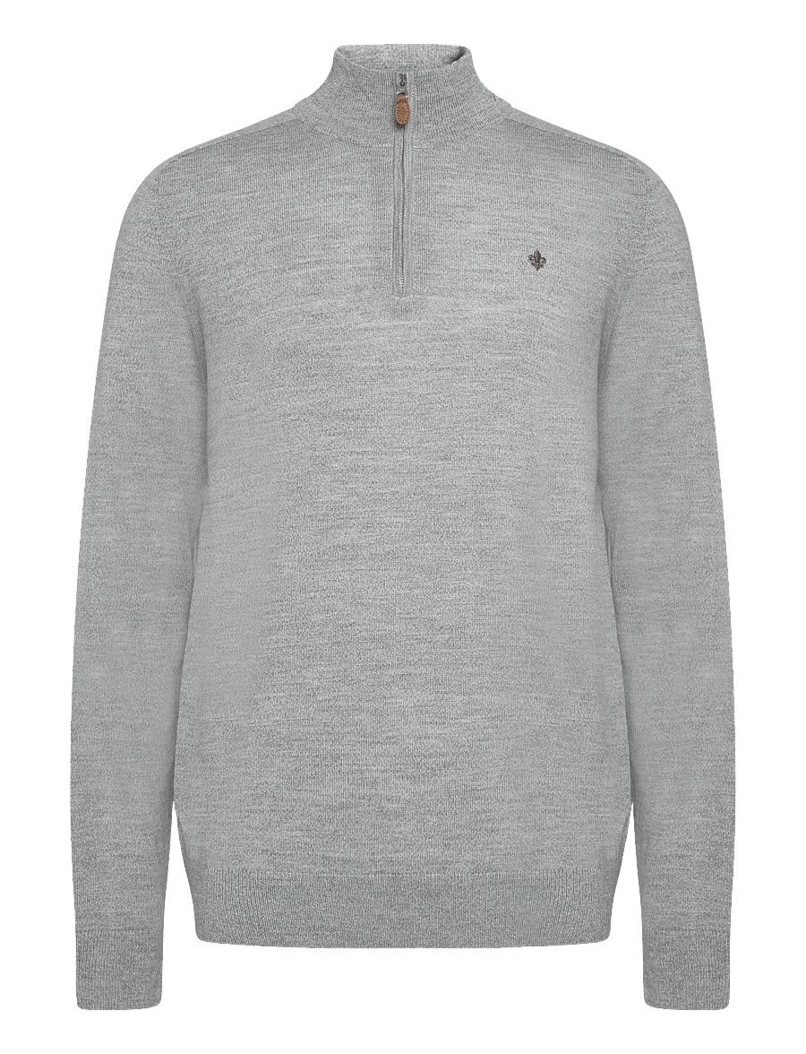Morris - Merino John Zip - pullover mit halbem reißverschluss - grey - 1