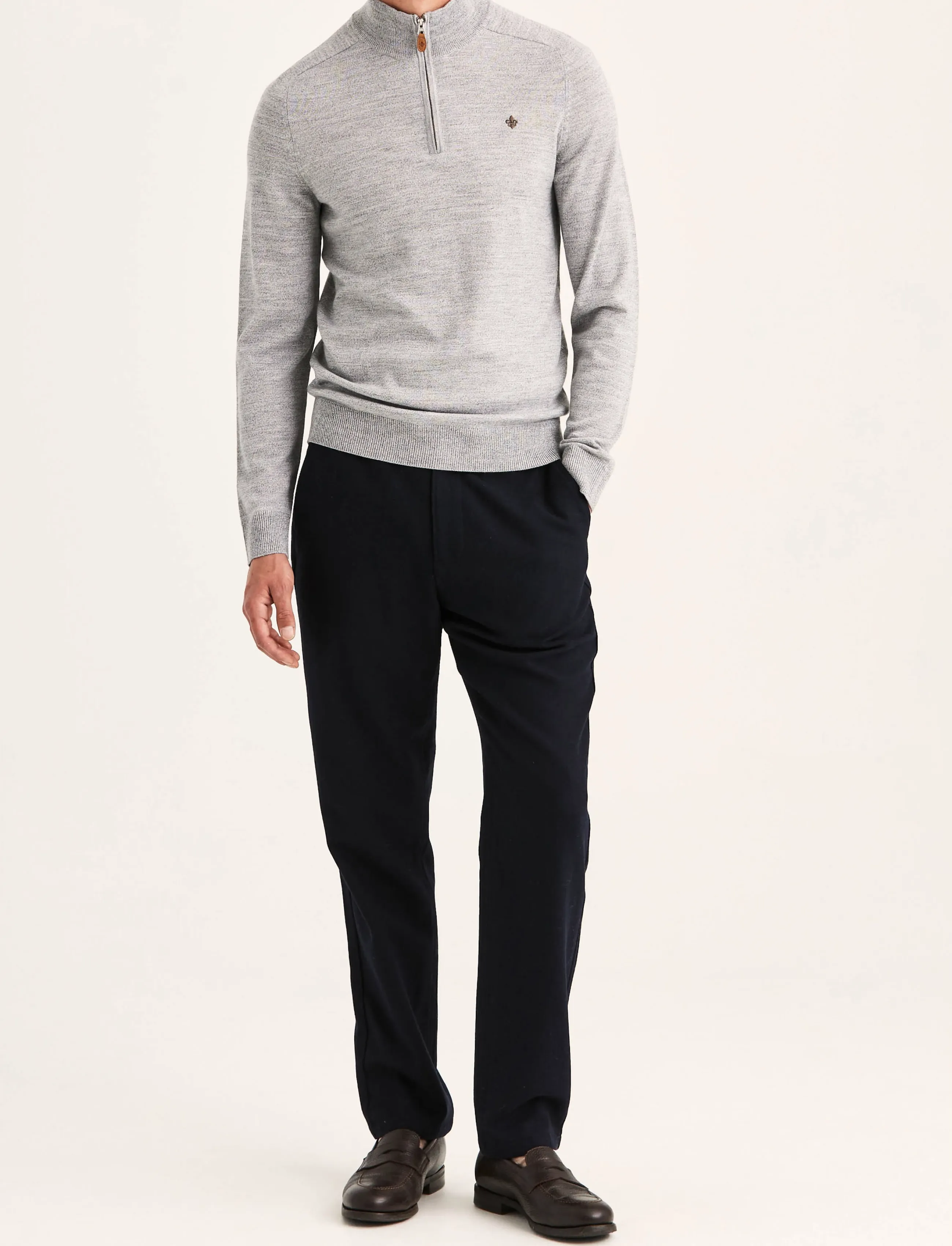 Morris - Merino John Zip - pullover mit halbem reißverschluss - grey - 3