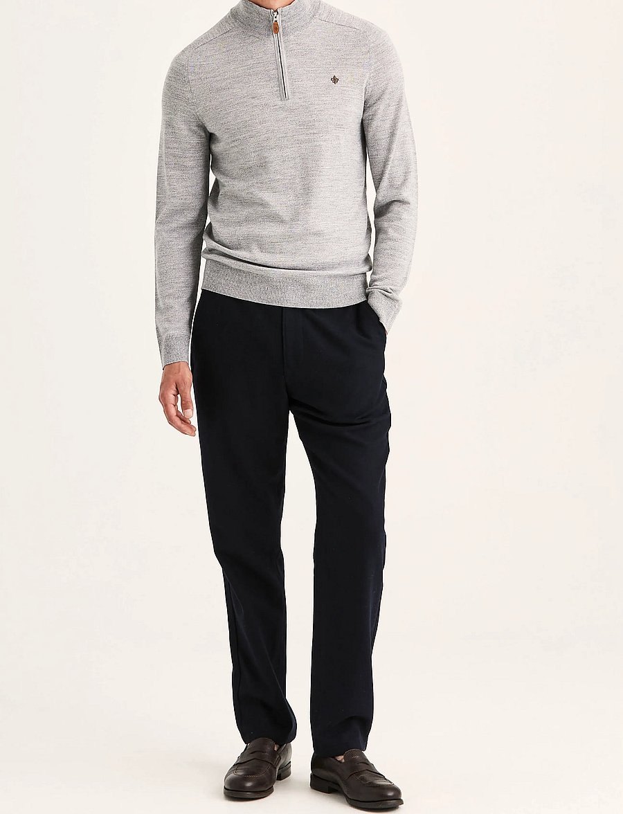 Morris - Merino John Zip - pullover mit halbem reißverschluss - grey - 3