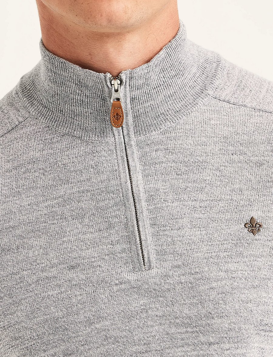 Morris - Merino John Zip - pullover mit halbem reißverschluss - grey - 5