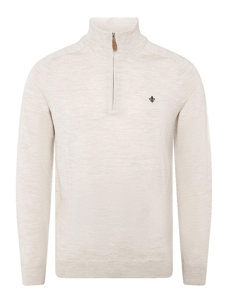 Morris - Merino John Zip - pullover mit halbem reißverschluss - off white - 1