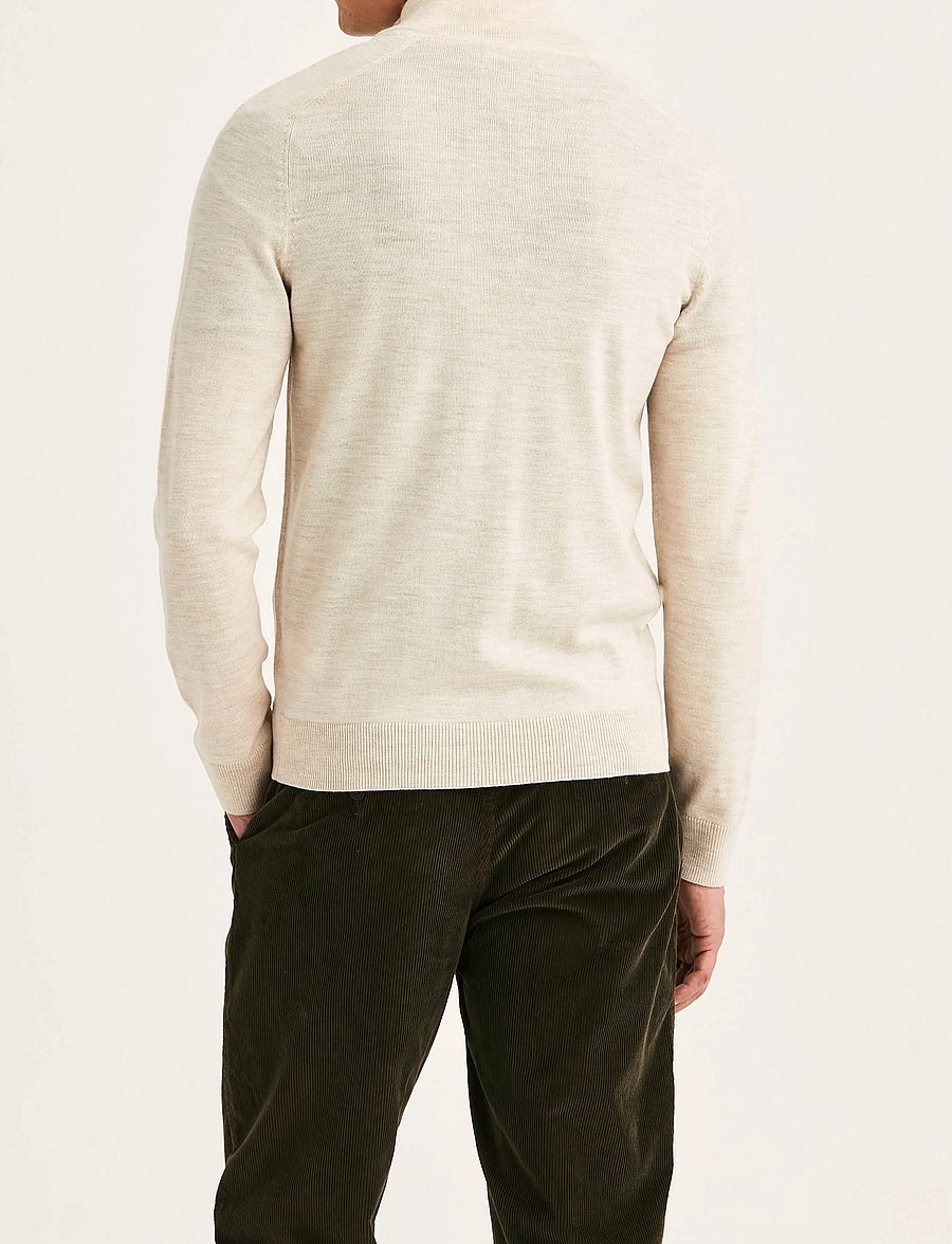 Morris - Merino John Zip - pullover mit halbem reißverschluss - off white - 3