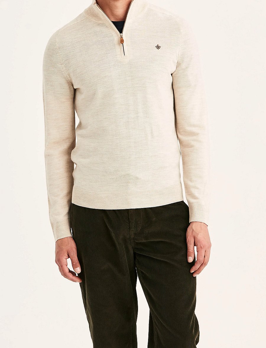 Morris - Merino John Zip - pullover mit halbem reißverschluss - off white - 0