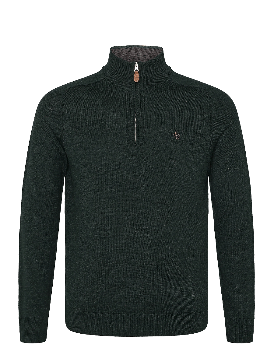 Morris - Merino John Zip - pullover mit halbem reißverschluss - olive - 1