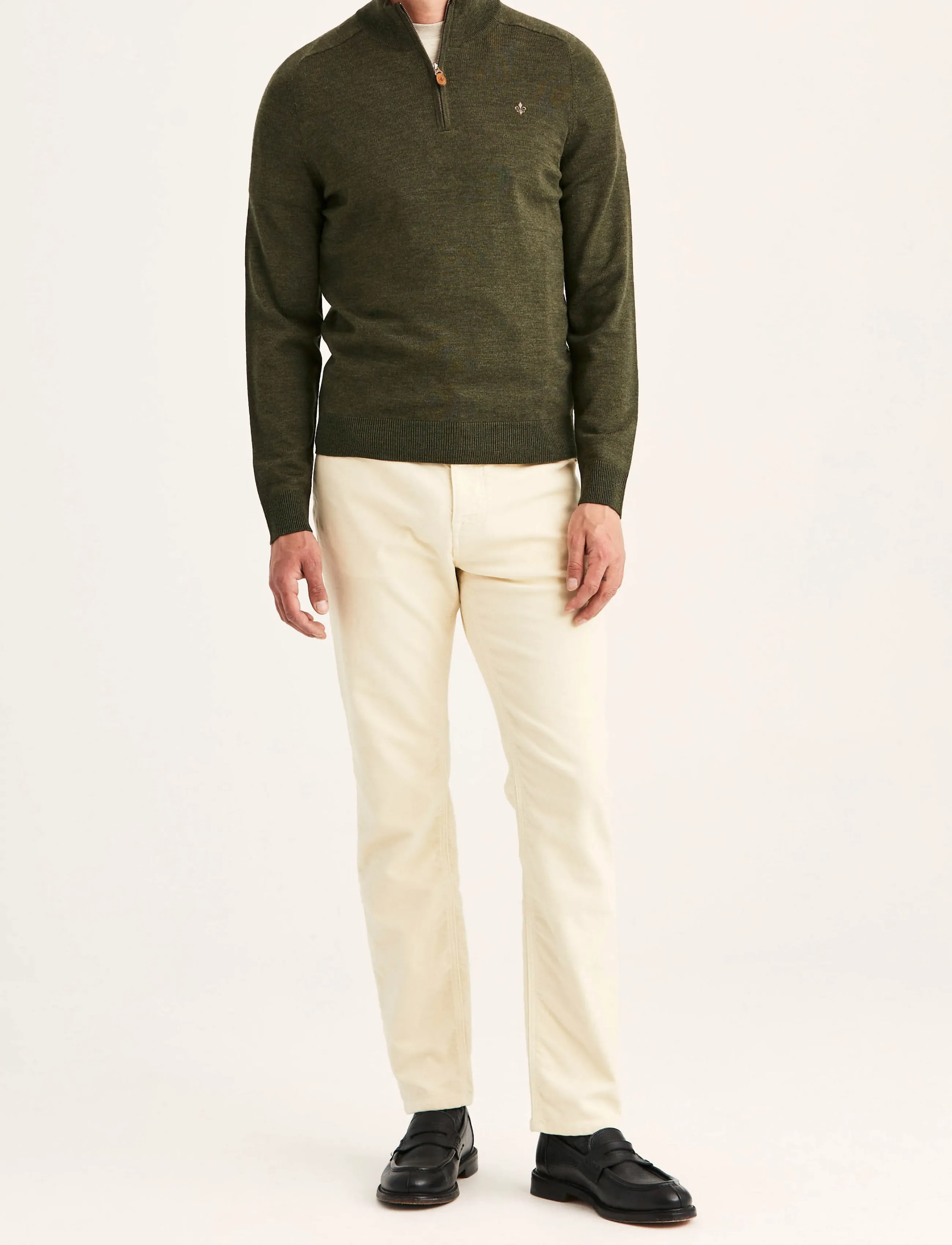 Morris - Merino John Zip - pullover mit halbem reißverschluss - olive - 3