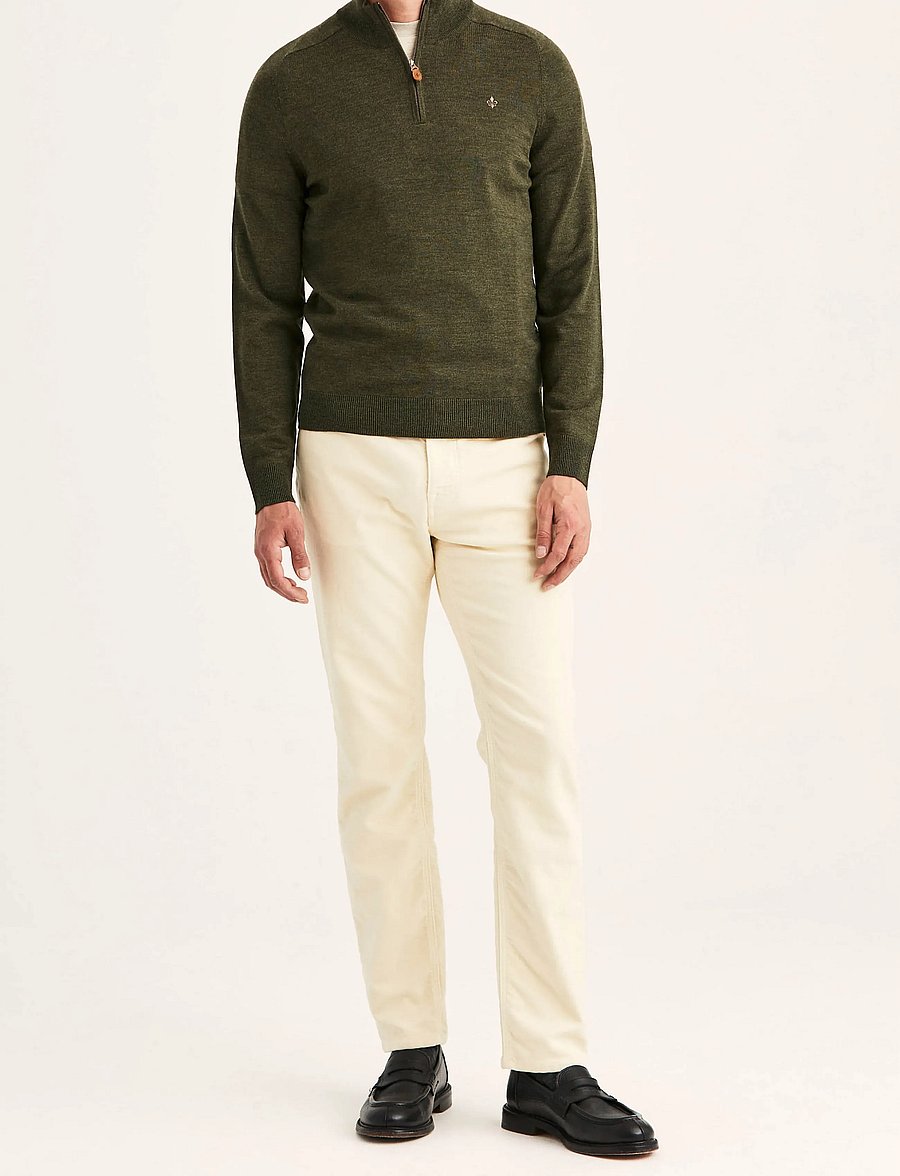 Morris - Merino John Zip - pullover mit halbem reißverschluss - olive - 3