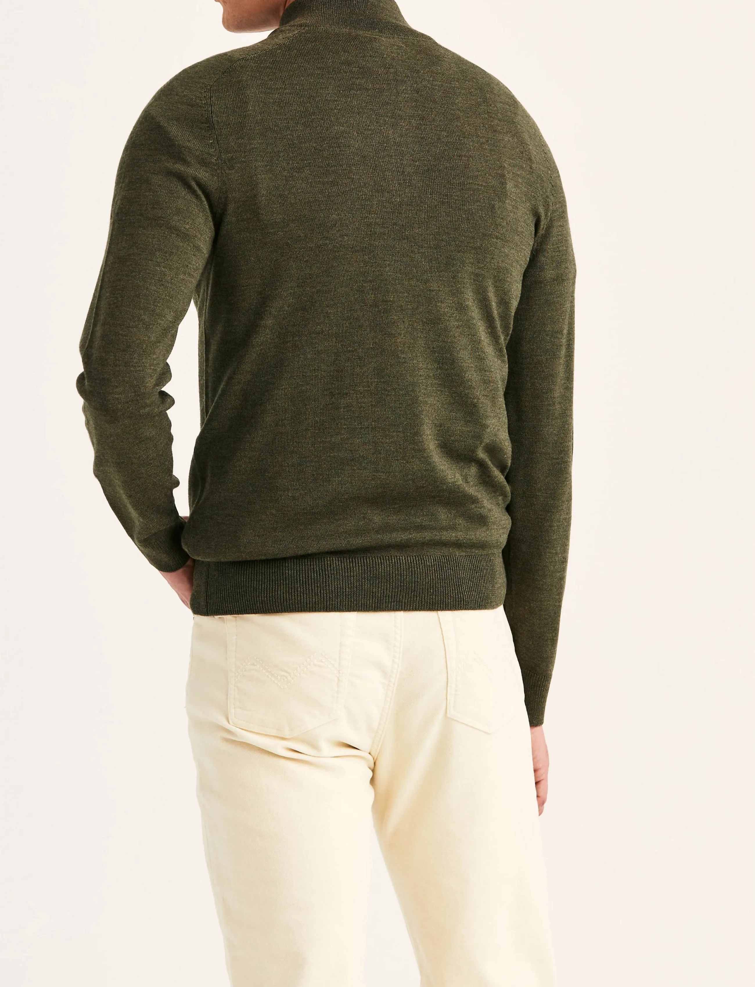 Morris - Merino John Zip - pullover mit halbem reißverschluss - olive - 4