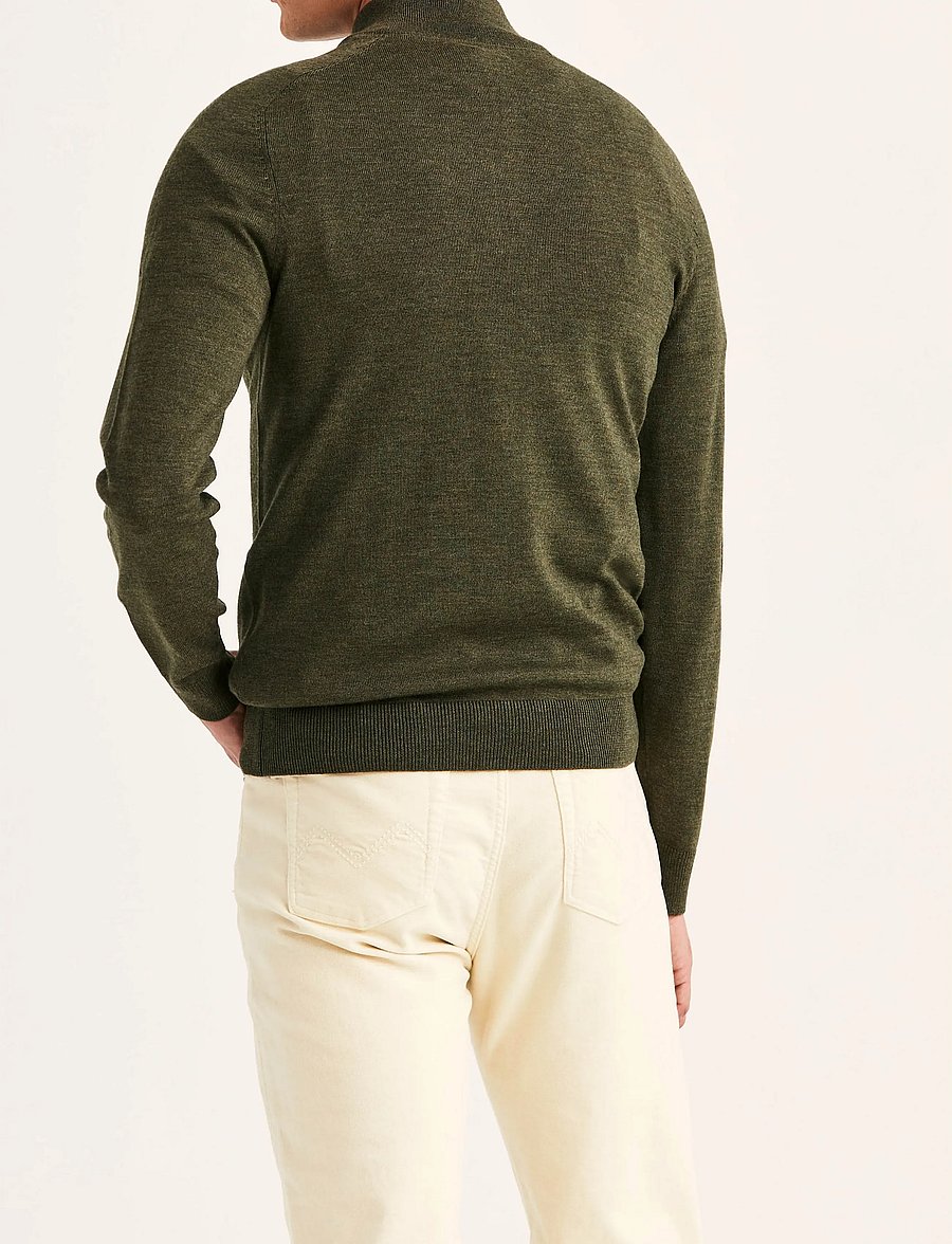 Morris - Merino John Zip - pullover mit halbem reißverschluss - olive - 4