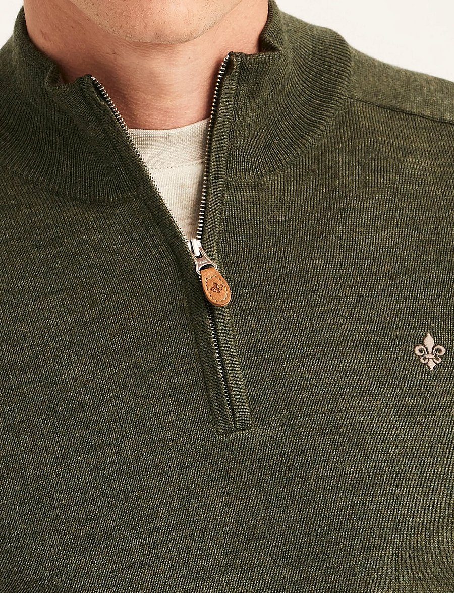 Morris - Merino John Zip - pullover mit halbem reißverschluss - olive - 5
