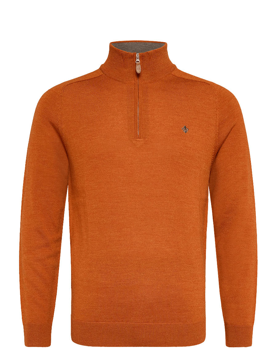 Morris - Merino John Zip - pullover mit halbem reißverschluss - orange - 1