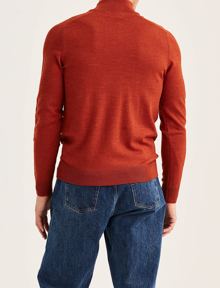 Morris - Merino John Zip - pullover mit halbem reißverschluss - orange - 3