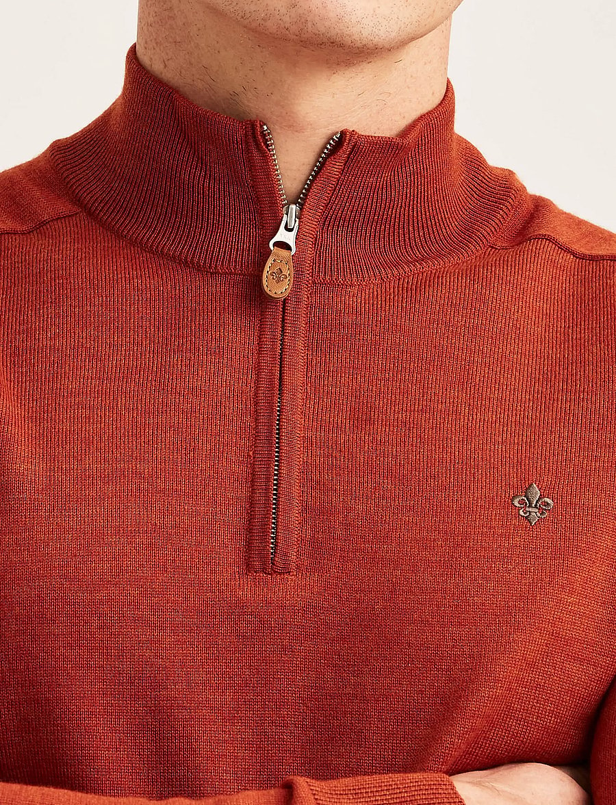 Morris - Merino John Zip - pullover mit halbem reißverschluss - orange - 4