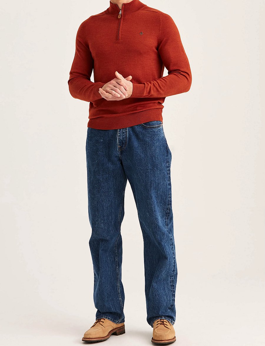 Morris - Merino John Zip - pullover mit halbem reißverschluss - orange - 5