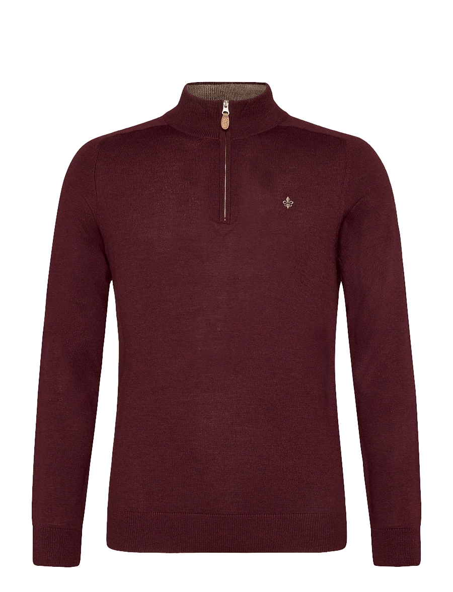 Morris - Merino John Zip - pullover mit halbem reißverschluss - wine red - 1