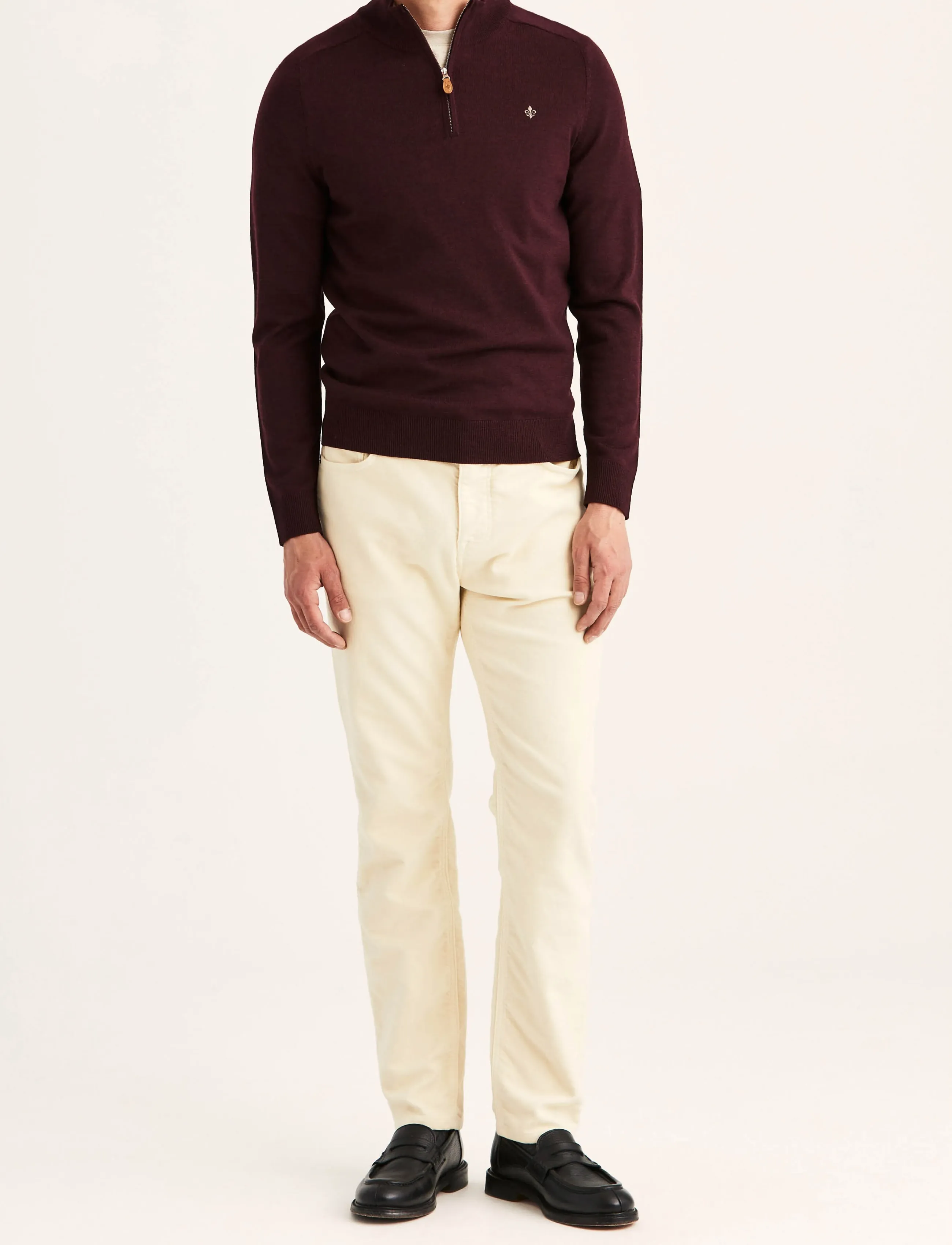 Morris - Merino John Zip - pullover mit halbem reißverschluss - wine red - 3