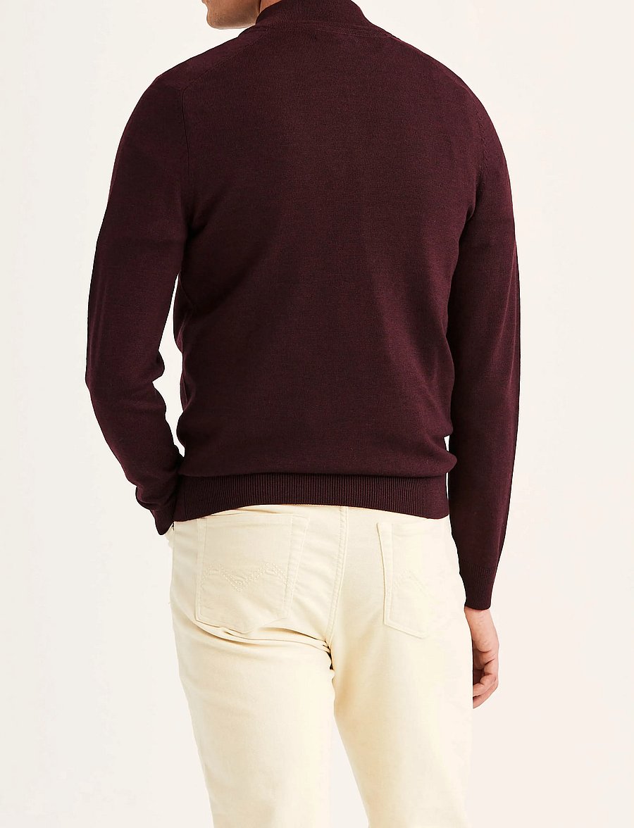 Morris - Merino John Zip - pullover mit halbem reißverschluss - wine red - 4