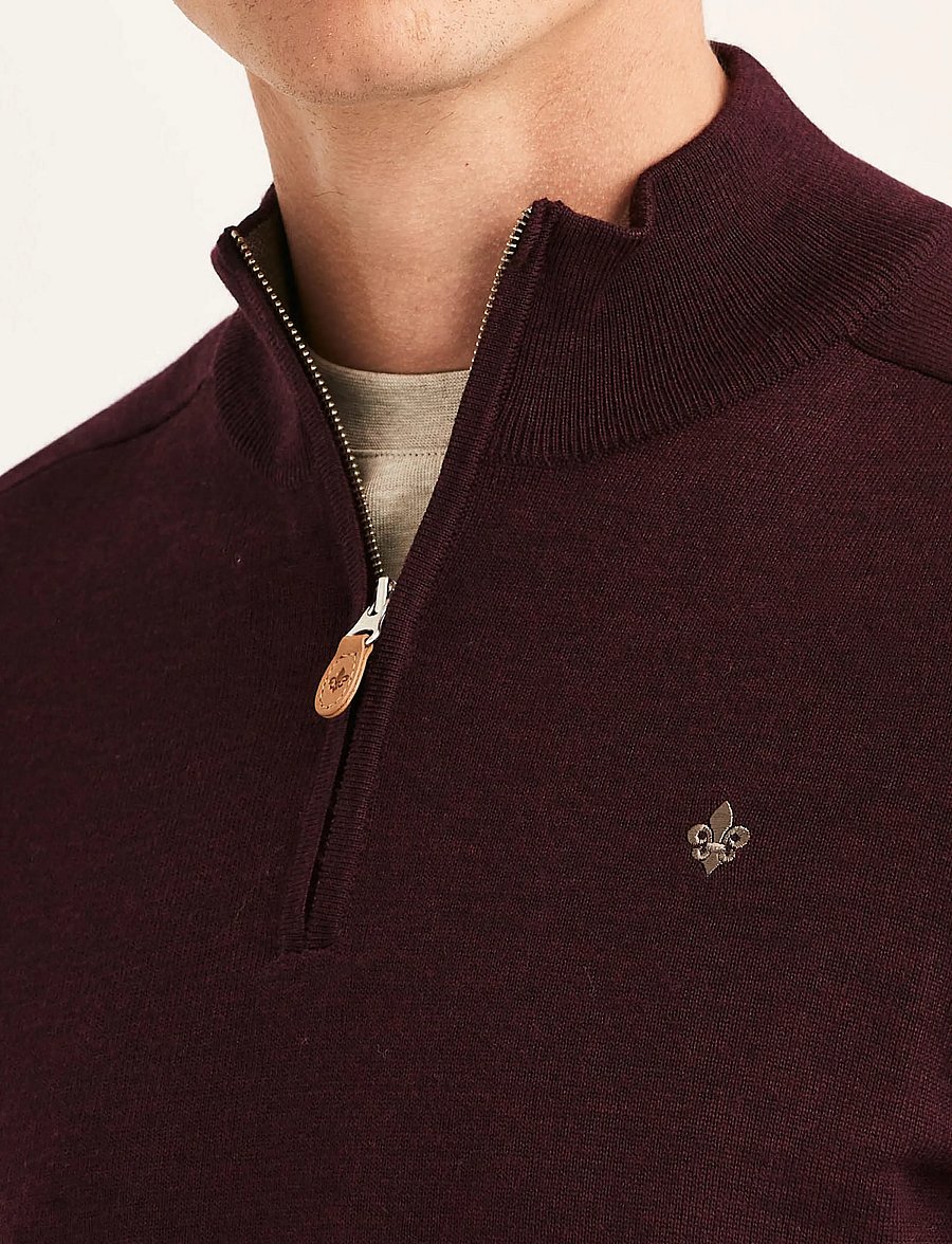 Morris - Merino John Zip - pullover mit halbem reißverschluss - wine red - 5