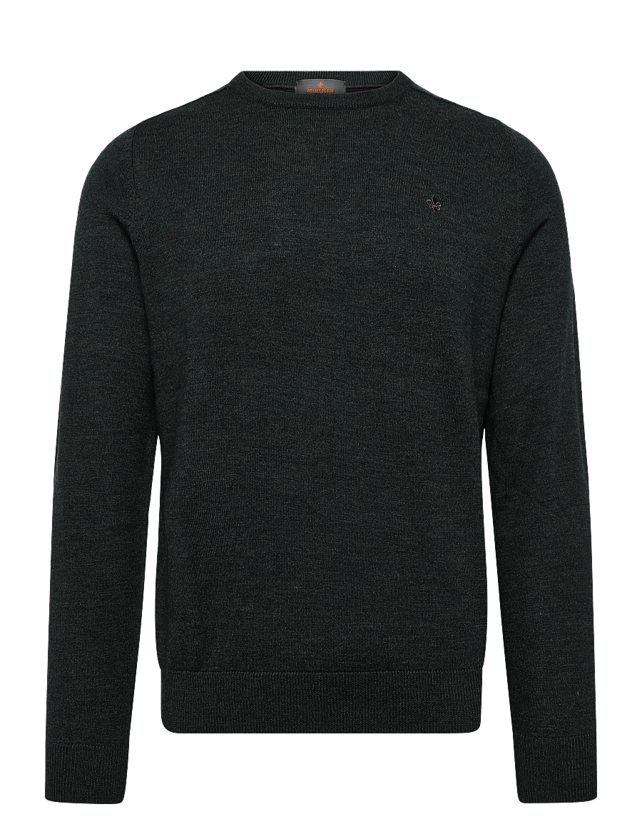 Morris - Merino Oneck - rundhals - dark olive - 1