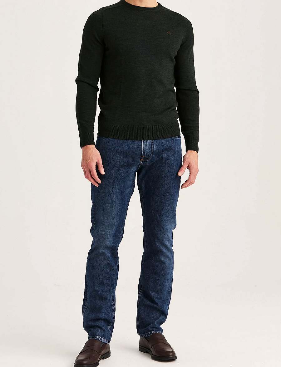 Morris - Merino Oneck - rundhals - dark olive - 3