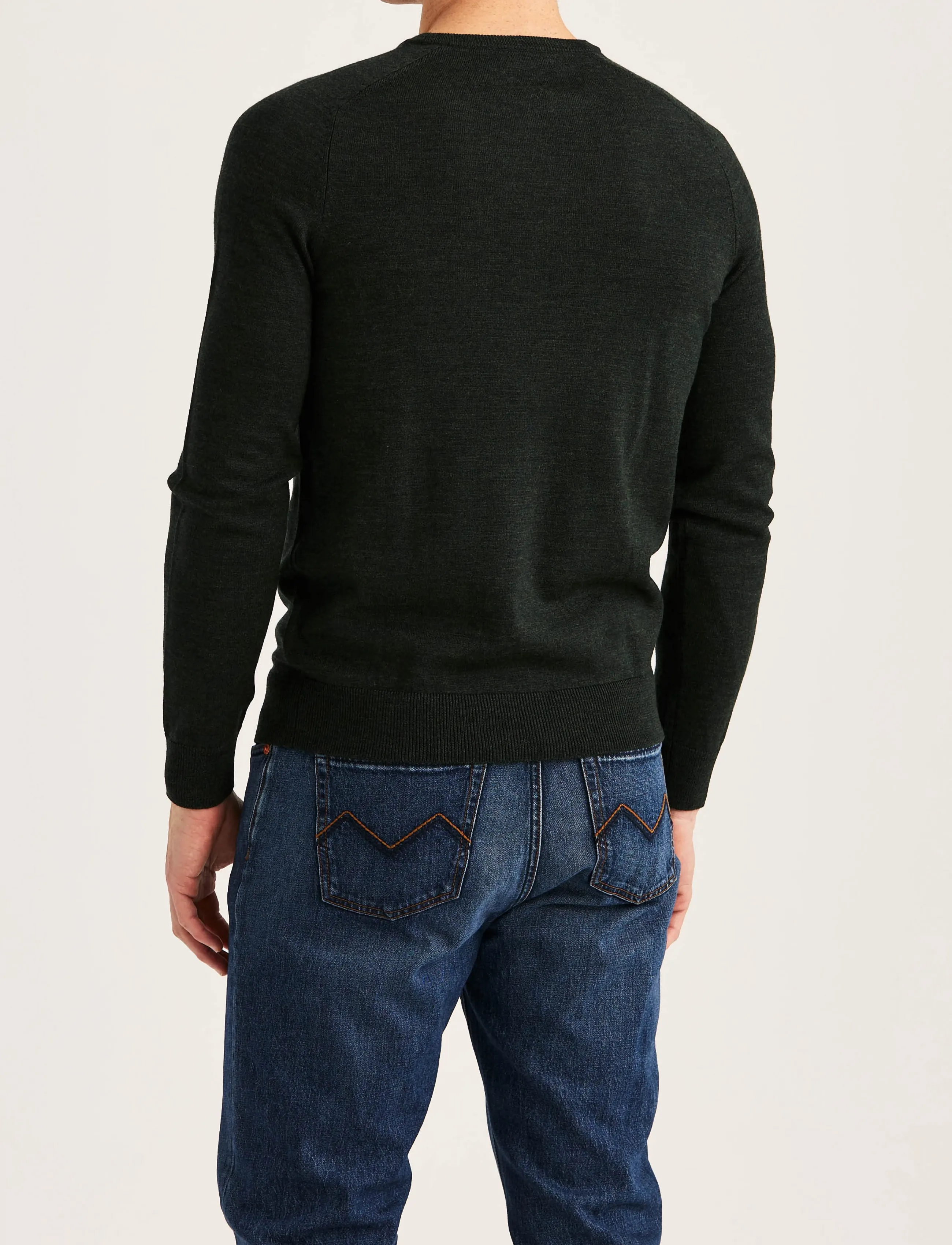 Morris - Merino Oneck - rundhals - dark olive - 4