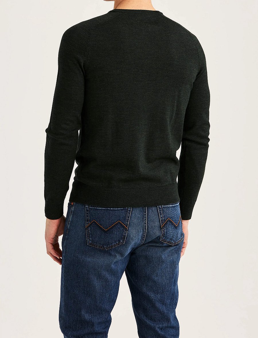 Morris - Merino Oneck - rundhals - dark olive - 4