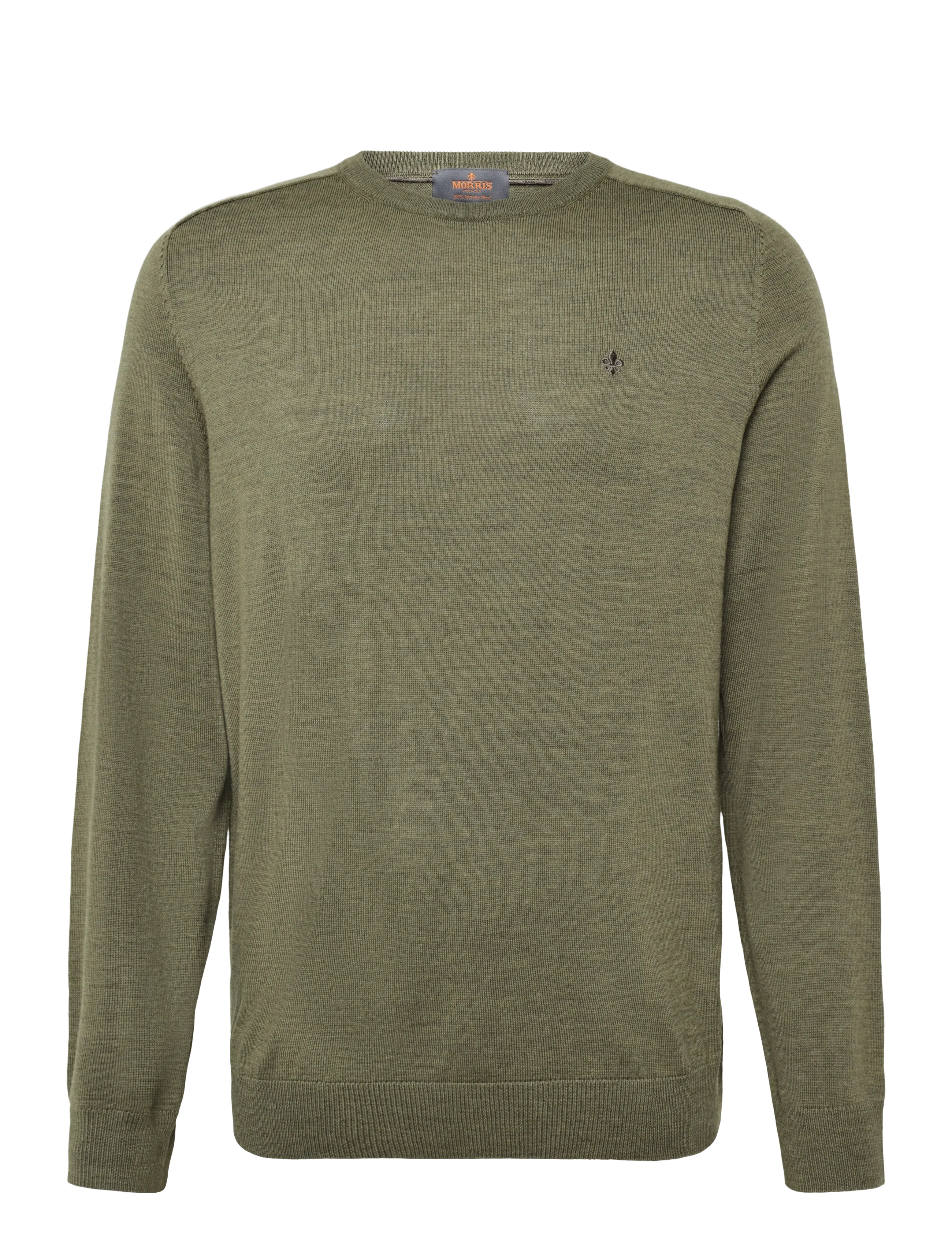 Morris - Merino Oneck - rund hals - olive - 1