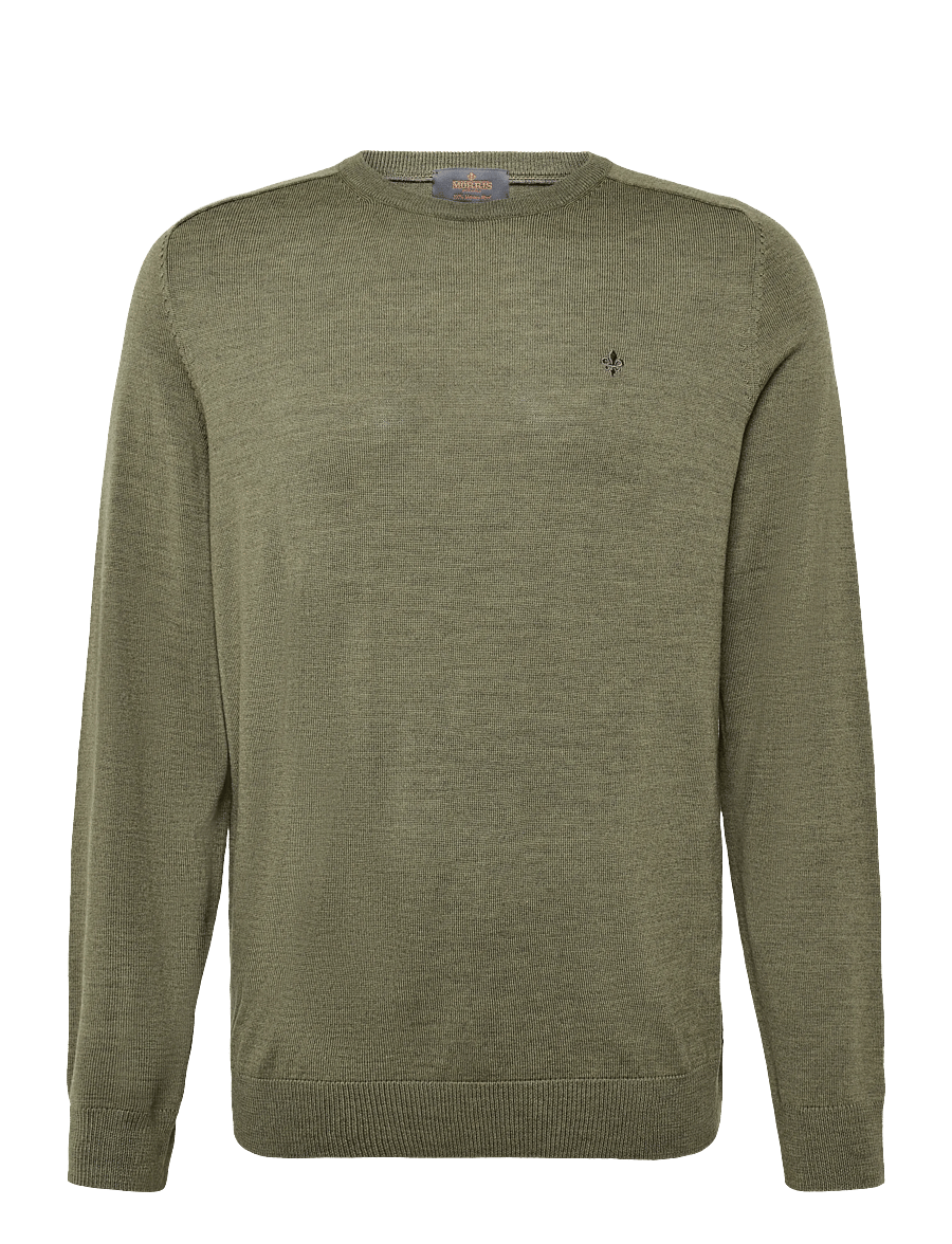 Morris - Merino Oneck - rund hals - olive - 1