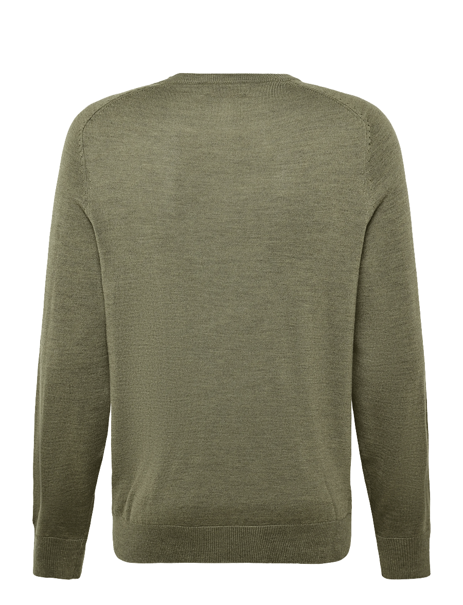 Morris - Merino Oneck - rund hals - olive - 2