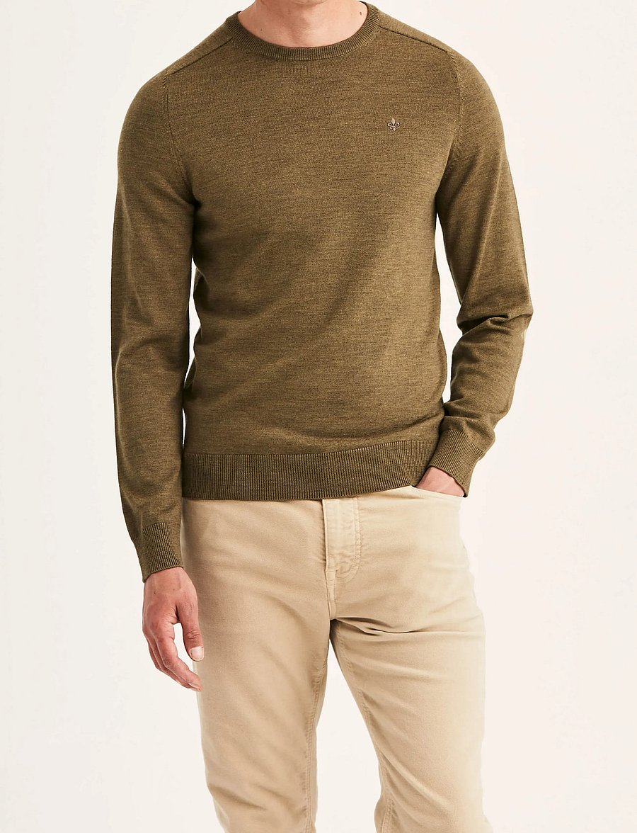 Morris - Merino Oneck - rund hals - olive - 0
