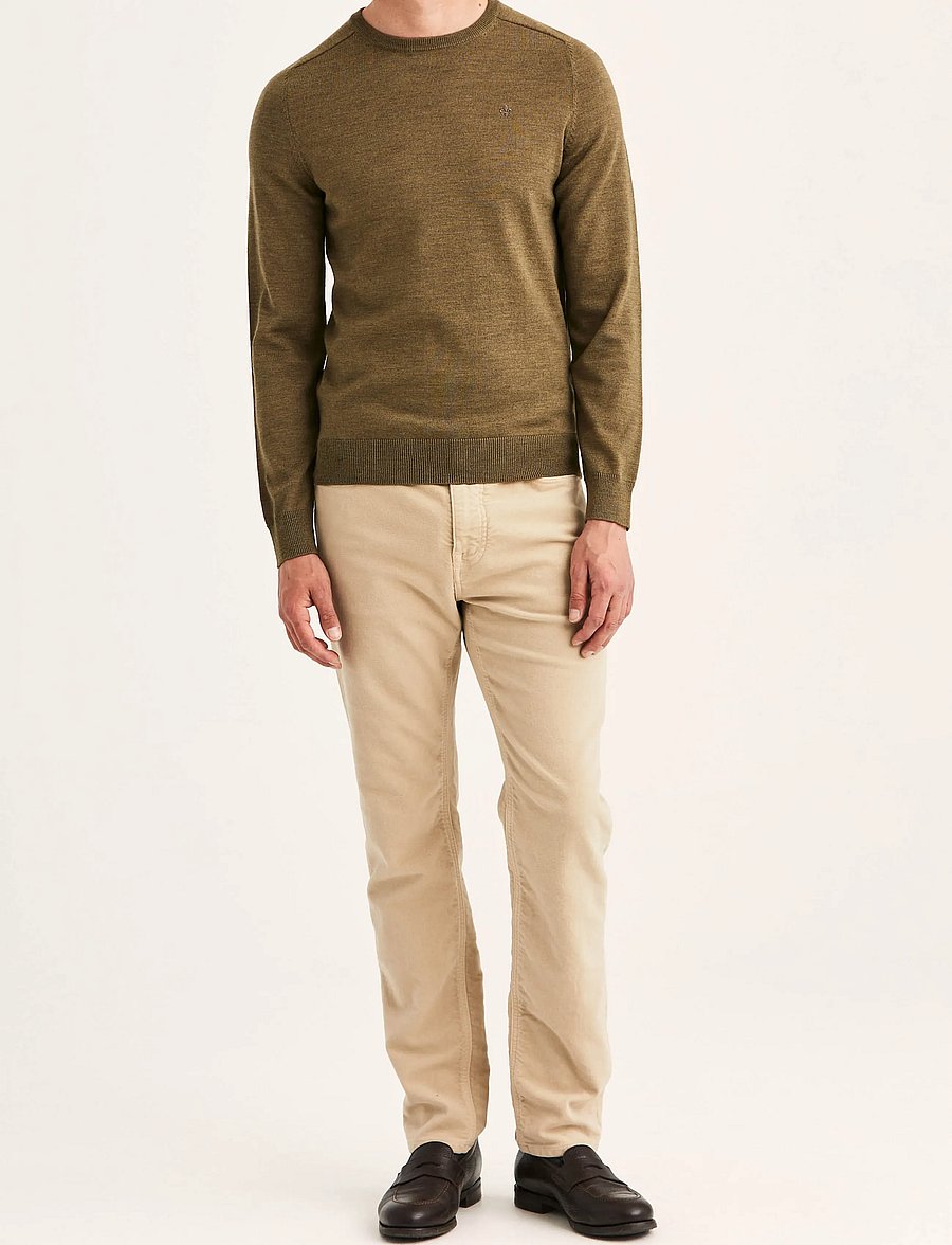 Morris - Merino Oneck - rund hals - olive - 3