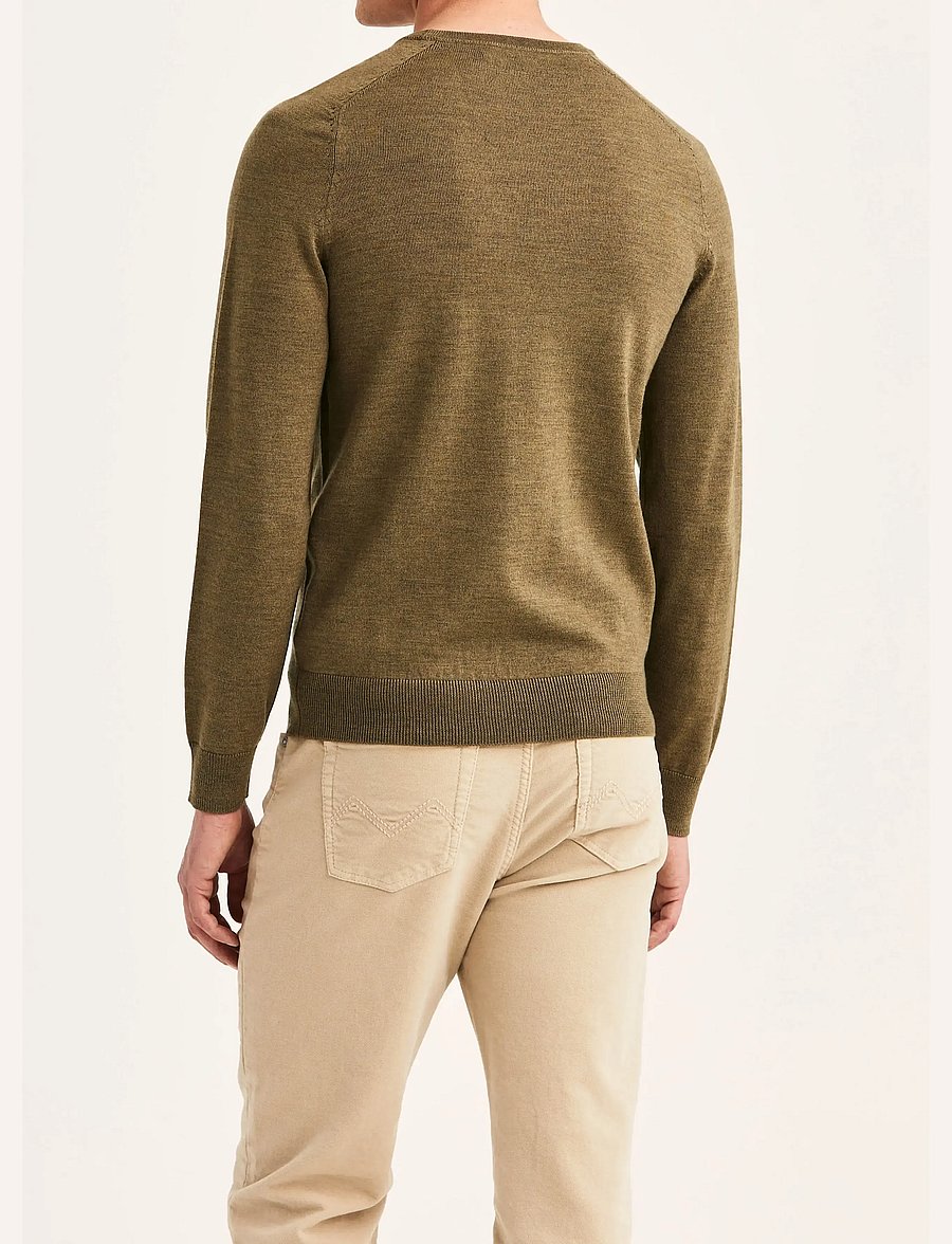 Morris - Merino Oneck - rund hals - olive - 4