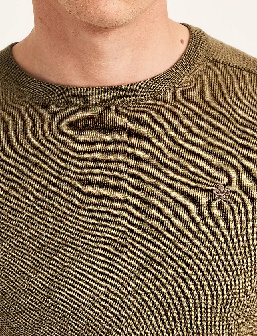 Morris - Merino Oneck - rund hals - olive - 5