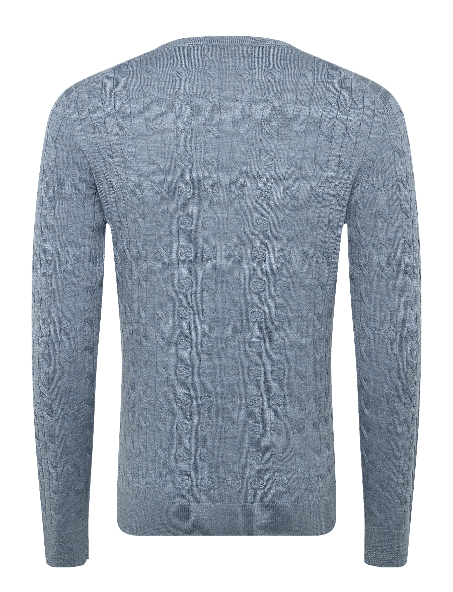 Morris - Merino Cable Oneck - Ümara kaelusega - light blue - 2