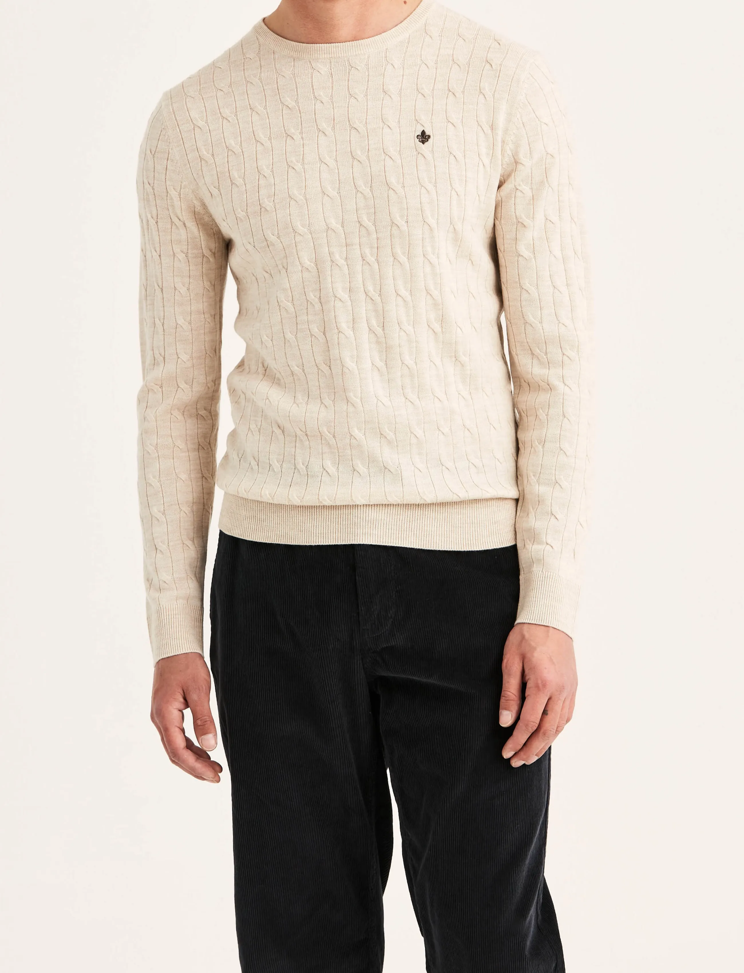 Morris - Merino Cable Oneck - Ümara kaelusega - off white - 0