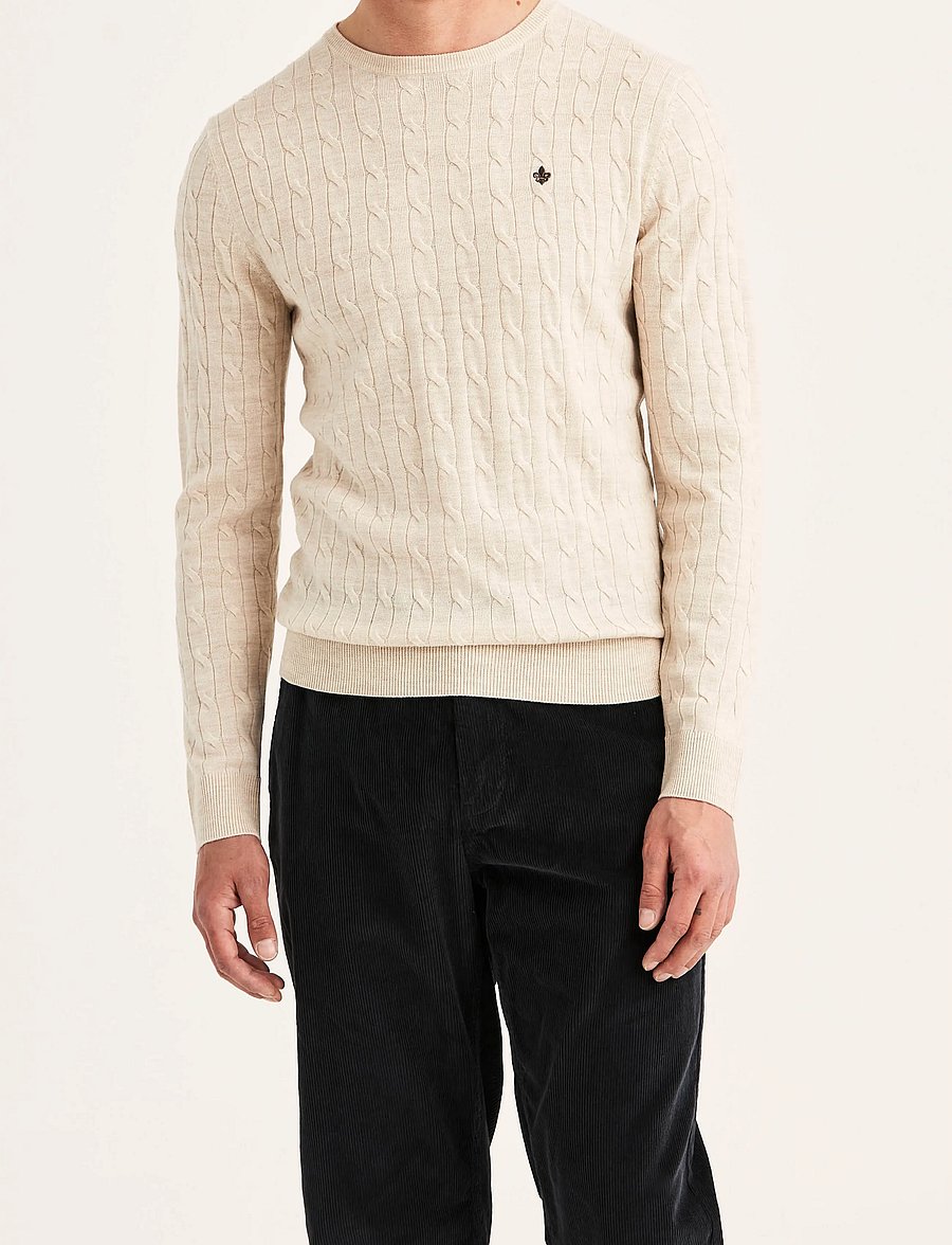 Morris - Merino Cable Oneck - Ümara kaelusega - off white - 0