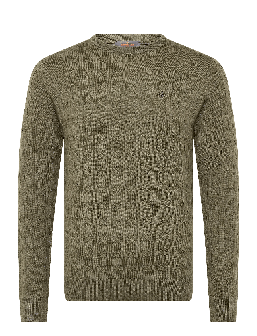 Morris - Merino Cable Oneck - rundhals - olive - 1